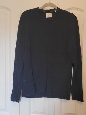 Billy Reid Black Ribbed Crewneck Sweater